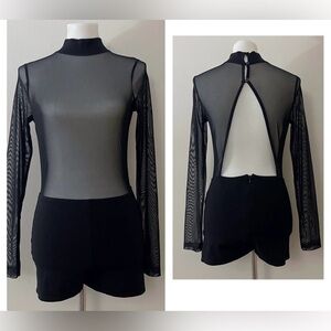 Blanc sheer upper long sleeve romper party festival